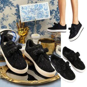 🆕 KURT GEIGER LONDON 🧿 NWOB Laney Bow Slip On Sneaker, Black Crystal Sz37 US 7